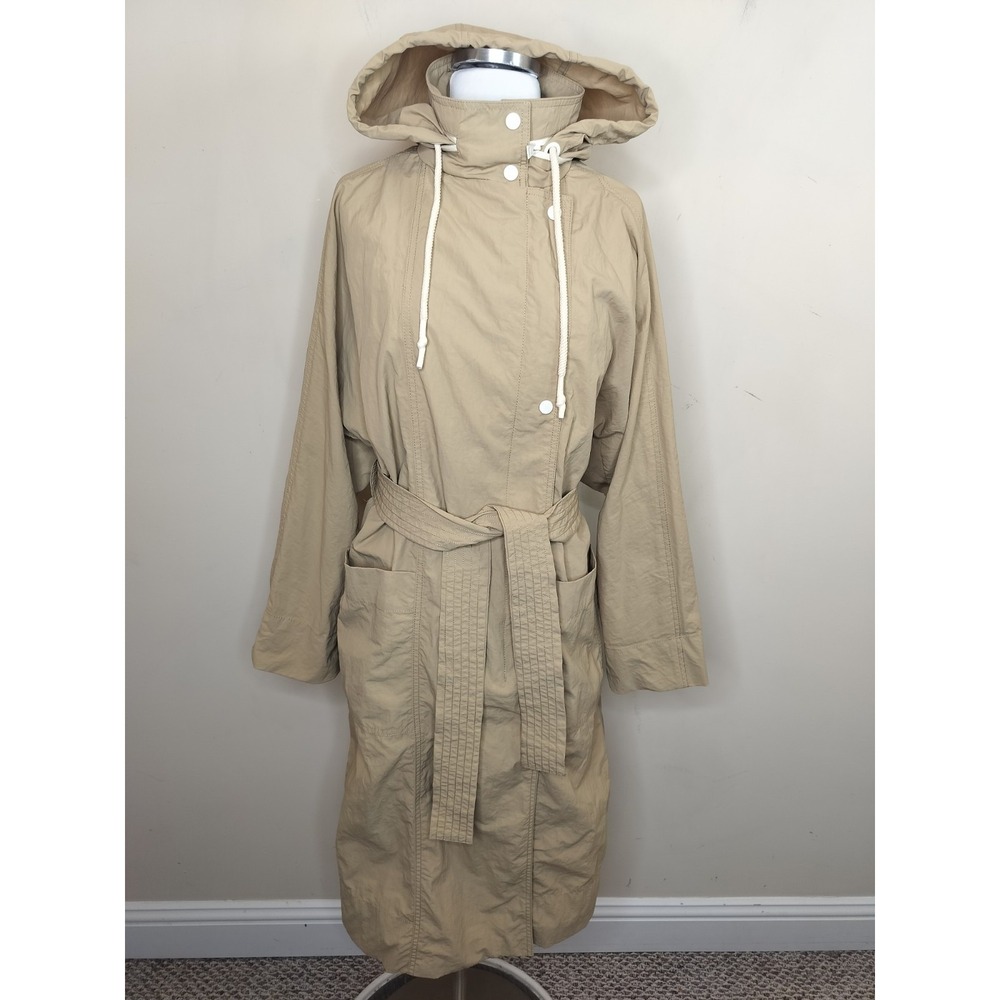 Zara Belted Parka Hooded Jacket Khaki‎ Tan Lightweight